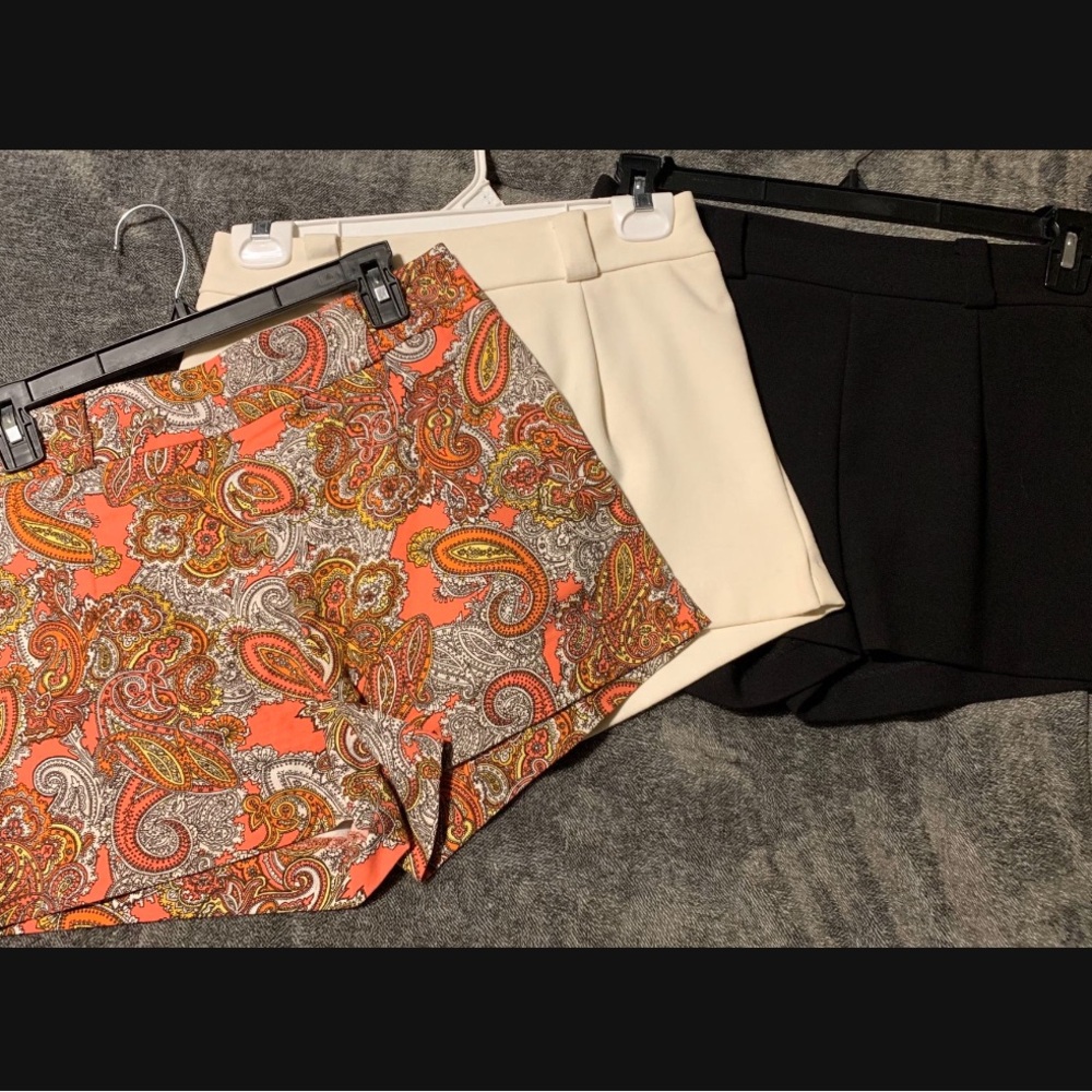 Paisley Print, Cream, and Black Women's Shorts by H&M